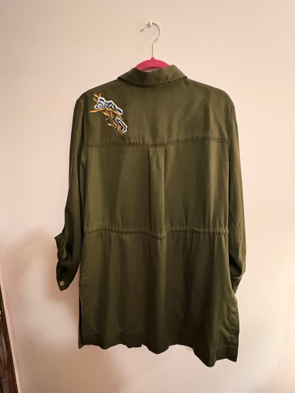 Chico’s Olive Green Embroidered Utility Jacket Size 1 (M) - Picture 2 of 5